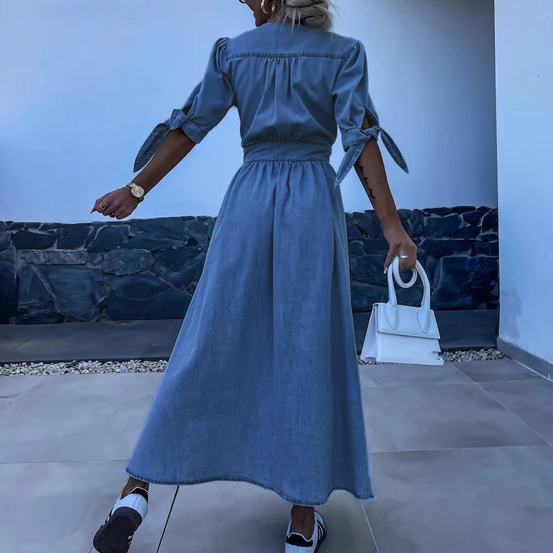 Samantha Denim Maxi Dress