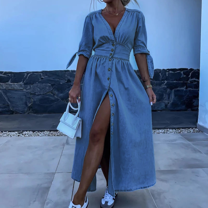 Samantha Denim Maxi Dress