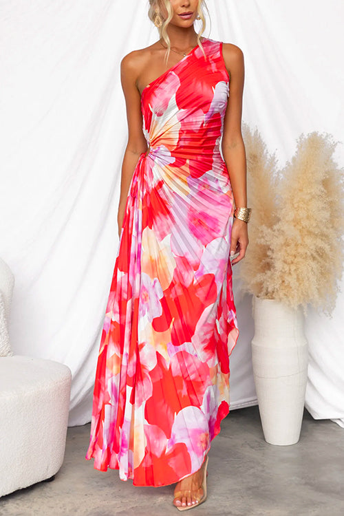 Noa Pleated One-Shoulder Dress
