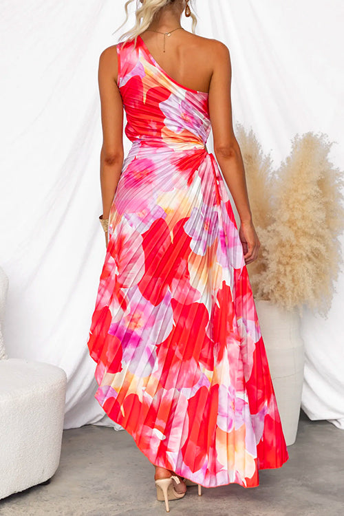 Noa Pleated One-Shoulder Dress