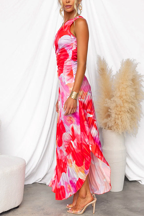 Noa Pleated One-Shoulder Dress