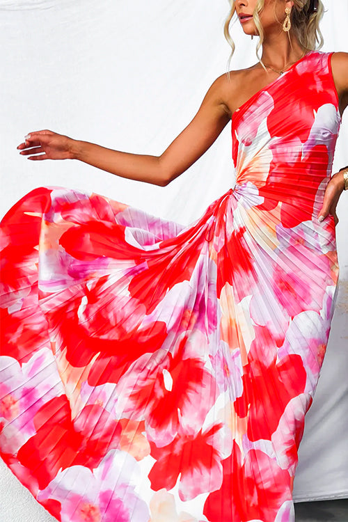 Noa Pleated One-Shoulder Dress