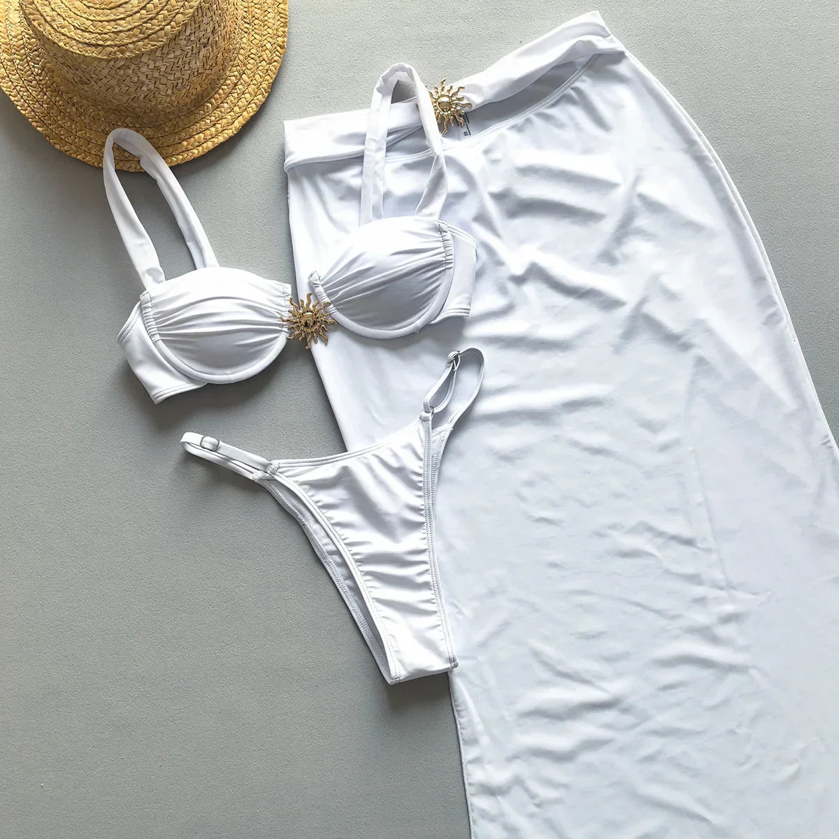 Sienna White Bikini and Skirt Set