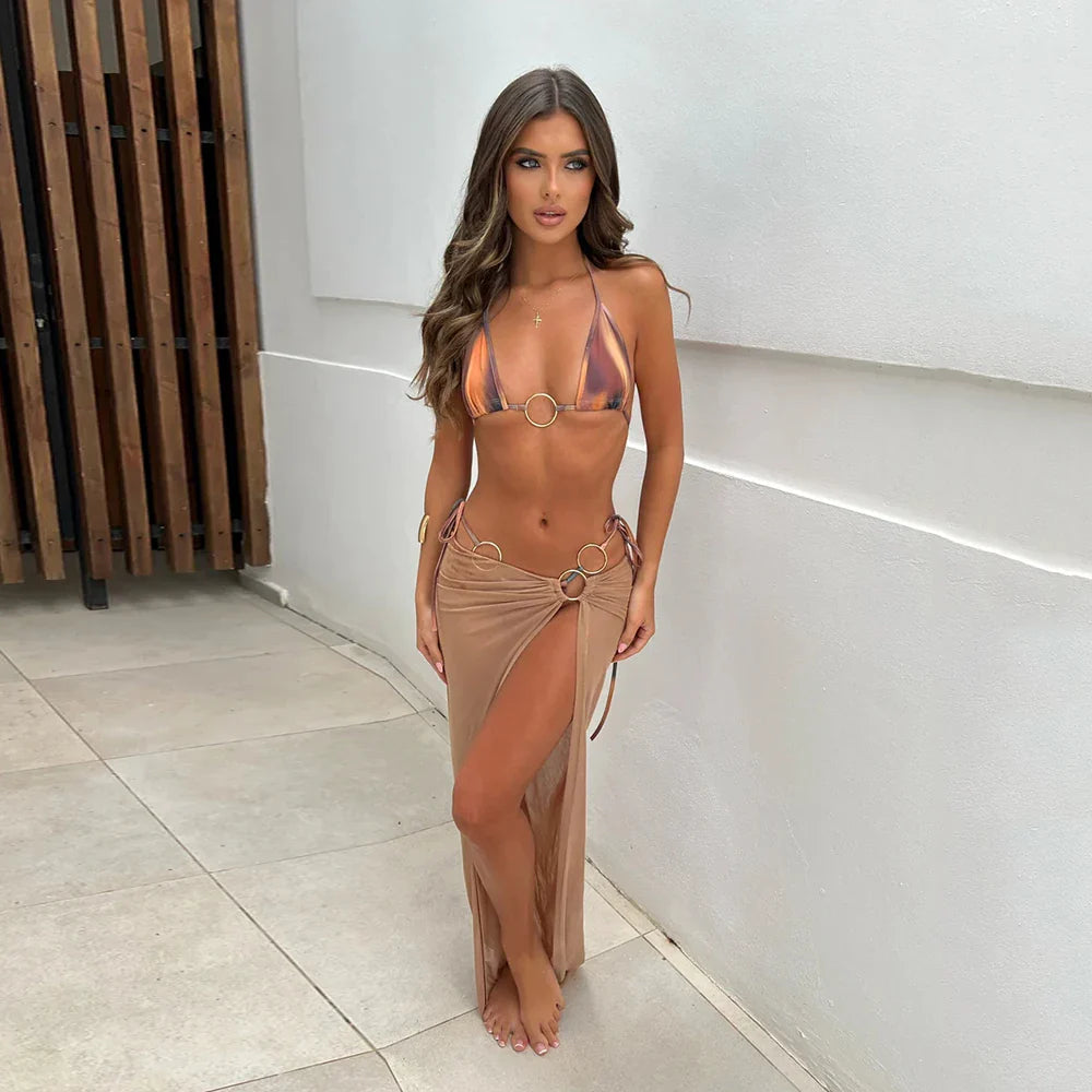 Zephyra Swimwear Ensemble with Skirt & Micro Top