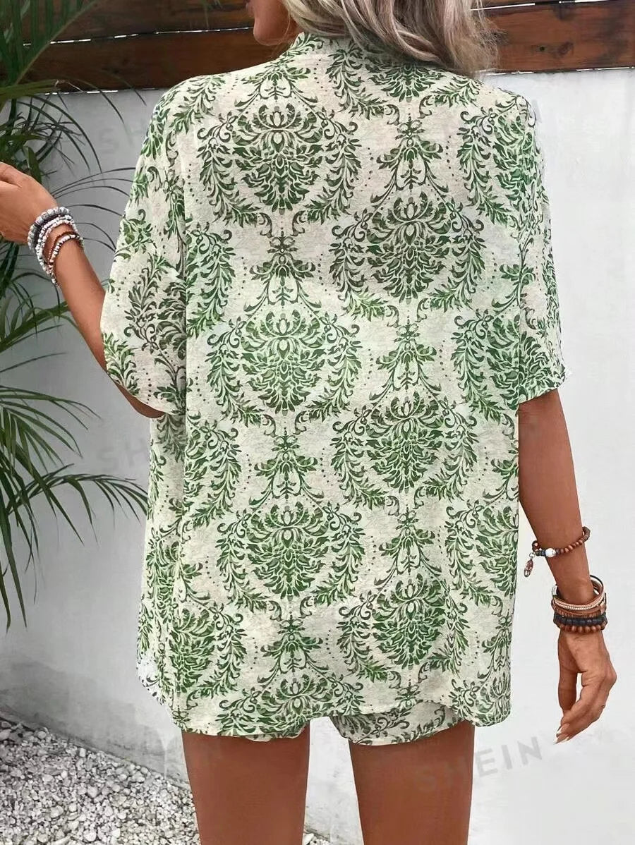Emily Summer Casual Shirt Two Piece Set