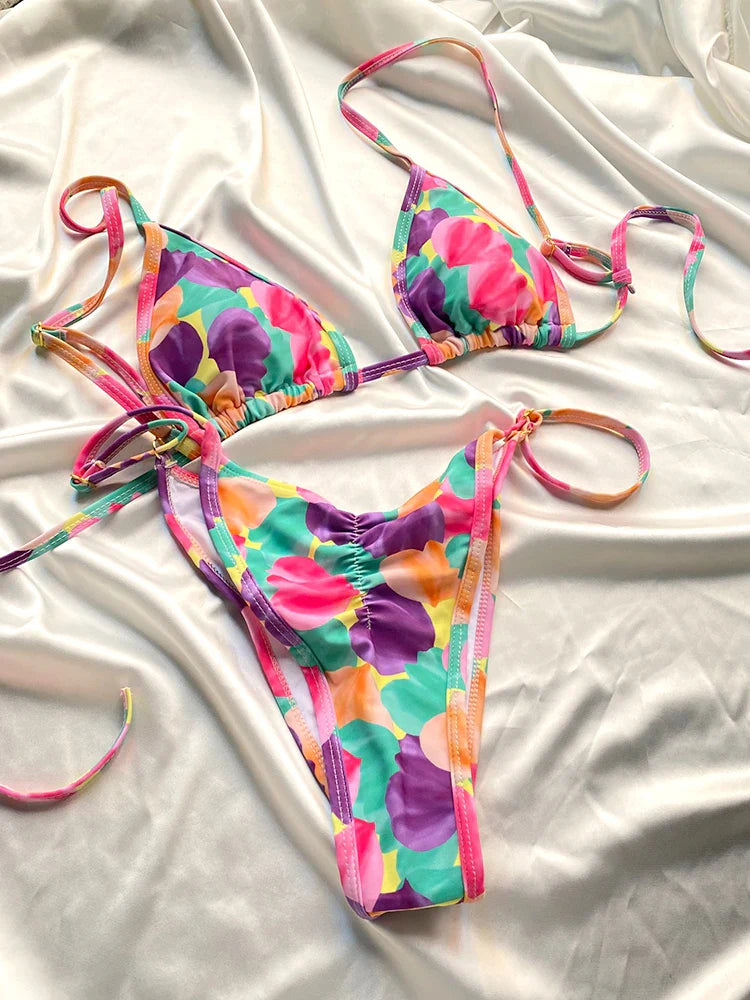 Kiana Elegant Printed Tie-Dye Bikini Set