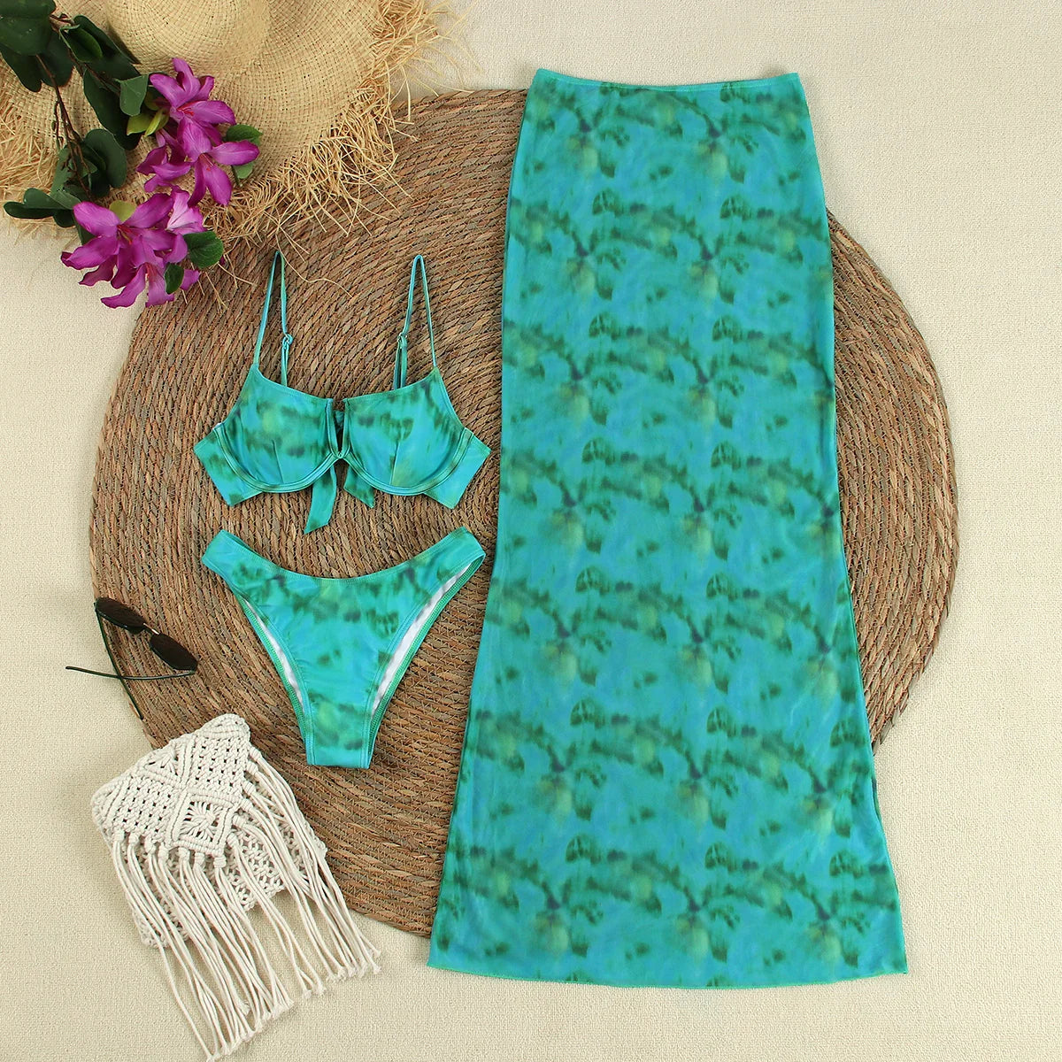 Solene Tie-Dye Brazilian Bikini Ensemble