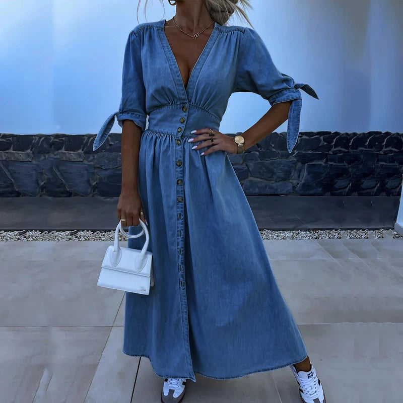 Samantha Denim Maxi Dress